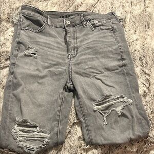 American Eagle Outfitters Gray Distressed Skinny Jeans